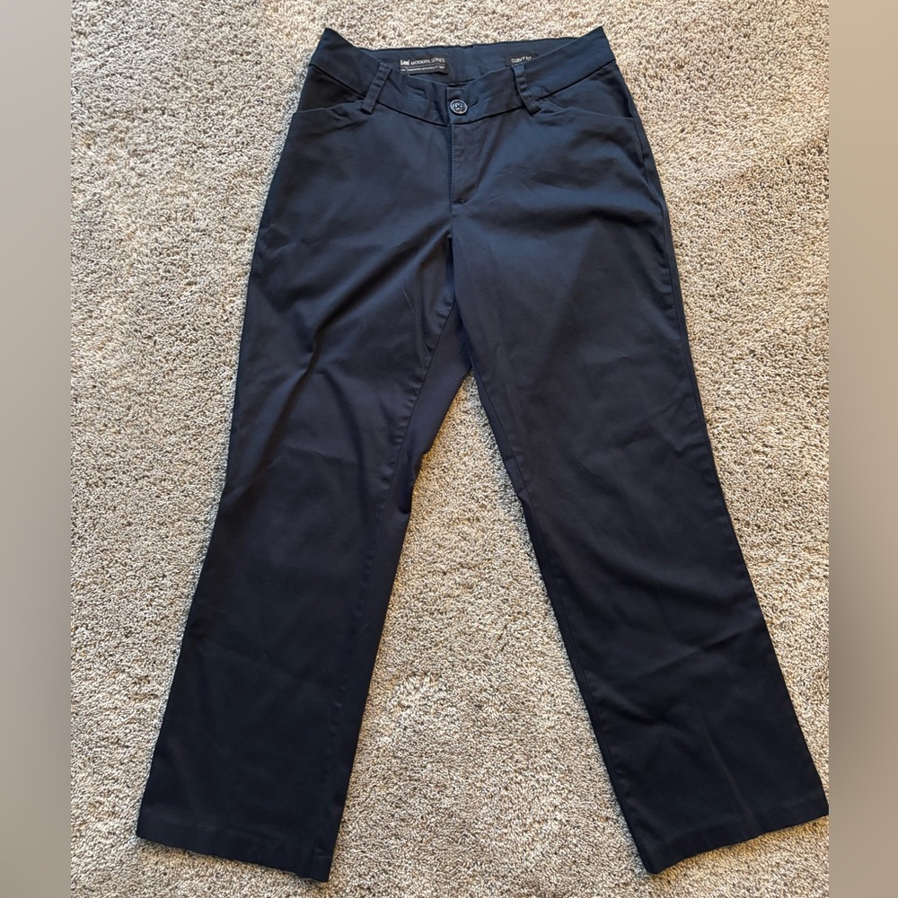 Lee Modern Series Curvy Fit Navy Blue Dressy Casual Pants Size 8 Short